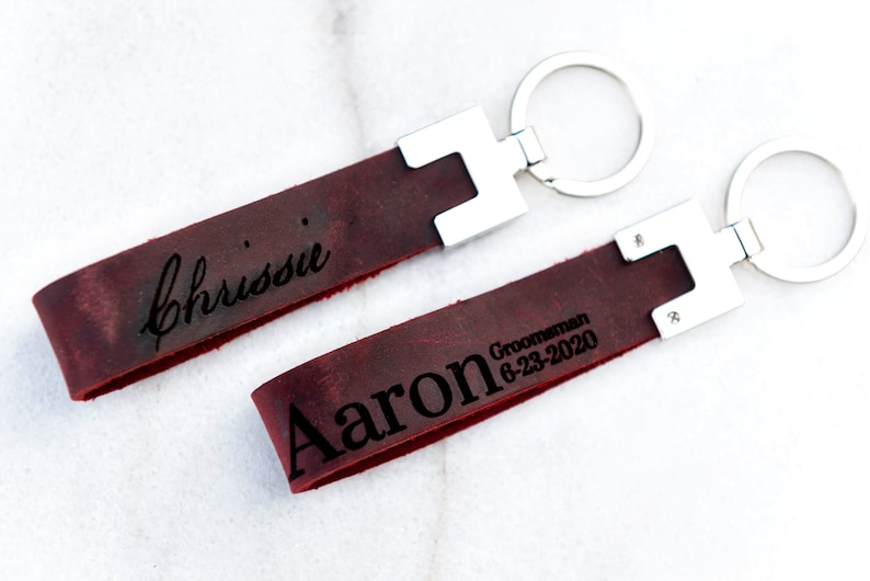 Personalized Engraved Distressed Leather Keychain The San Blas by Left Coast Original