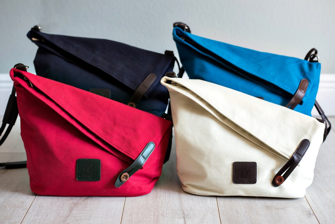 The Canvas Crossbody Hobo Tote Bag by Left Coast Original Etsy