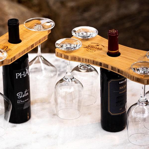 Wine Glass Caddy Personalized - Four Styles and Gift Sets Available