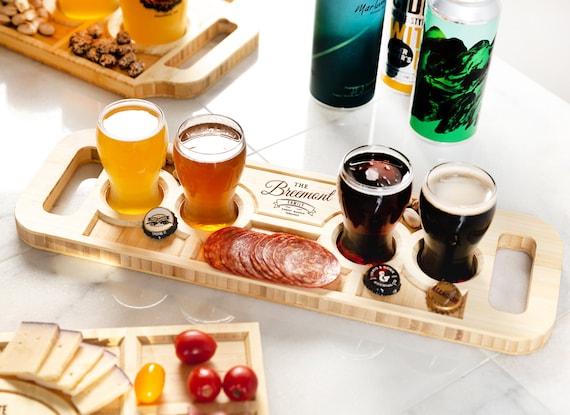 Personalized Beer Flight Tray with Optional Beer Glasses