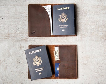 Personalized Leather Passport Cover Holder  by Left Coast Original