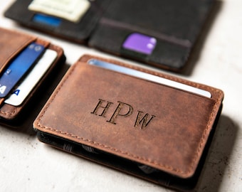 Personalized Distressed Leather Flip Wallet by Left Coast Original