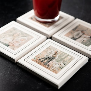 Dessous de verre personnalisés en calcaire blanc