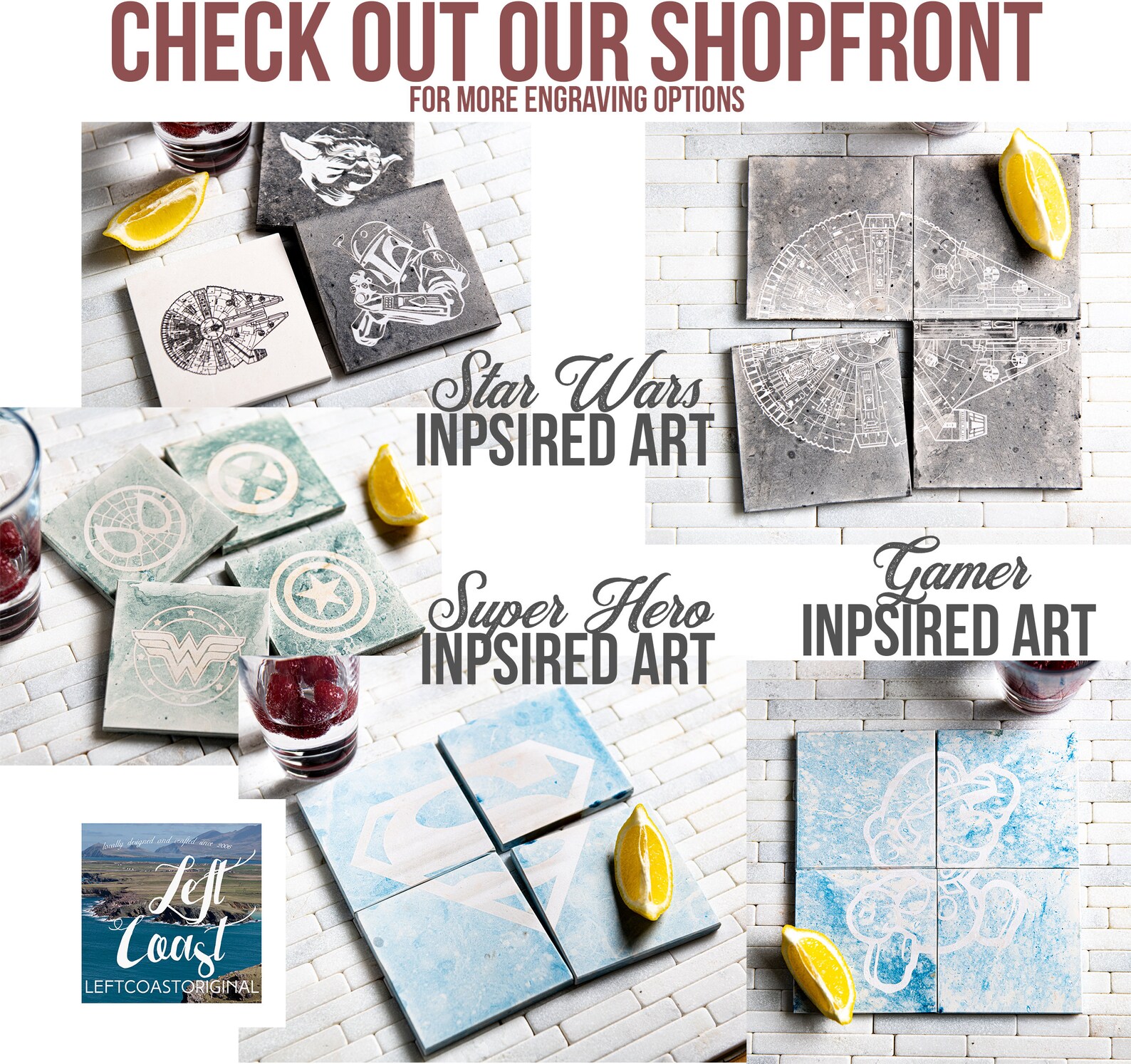 Personalized Limestone Coasters by Left Coast Original Etsy