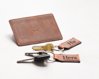 3011-HITT Monogram PU Leather Tag Key Holder and Bag Charm NWT Box