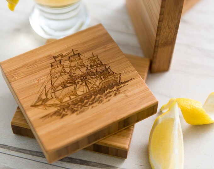 Engraved Nautical Sailing Coasters by Left Coast Original