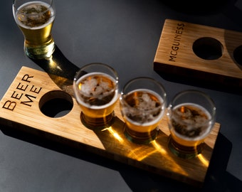 Personalized Beer or Tequila Flight with Optional Glasses