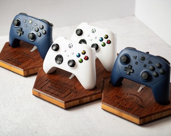 Controller da gioco personalizzati con supporto in legno e stazione di ricarica - Regalo per i giocatori