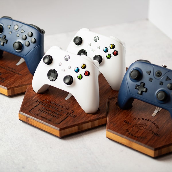 Personalized Wood Stand and Charging Station Gaming Controllers - Gift for Gamers