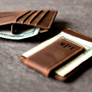 Personalized Leather Magnetic Money Clip The Sanibel by Left Coast Original