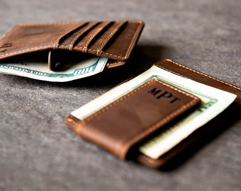 Personalized Leather Magnetic Money Clip The Sanibel by Left Coast Original