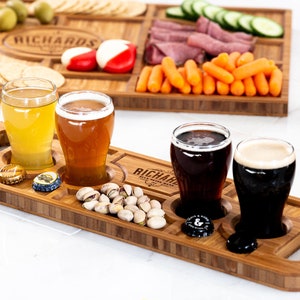 Personalized Charcuterie Planks and Beer Flights - 4 Styles and Gift Sets Available