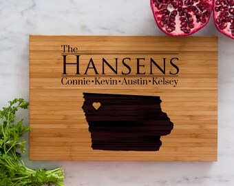 Personalized Iowa State Engraved Cutting Board by Left Coast Original