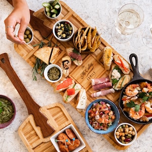 Personalized Tapas Board Serving Tray for Appetizers and Charcuterie with Handle