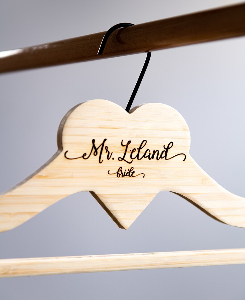 5 Shapes to Choose From Personalized Wooden Hanger The Woodwright Wedding Hanger by Left Coast Original image 9