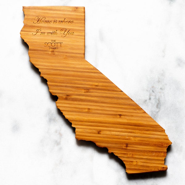 Personalized California Shaped Cutting Board | 16 Options