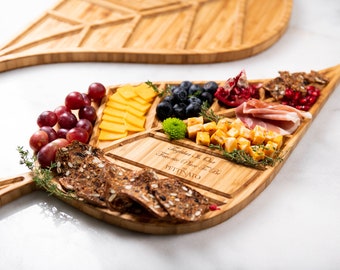 Personalized Leaf Plank Charcuterie Serving Tray | 2 Sizes Gift Sets Available