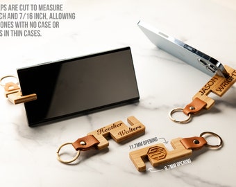 Personalized Wood Phone Stand Keychain