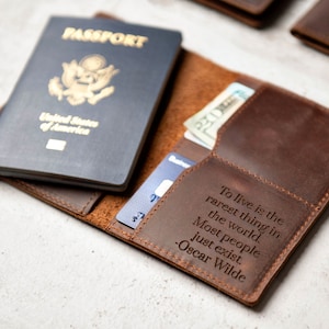 Personalized Leather Passport Cover Holder by Left Coast Original image 1