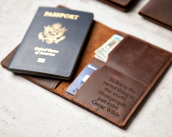 Personalized Leather Passport Cover Holder  by Left Coast Original