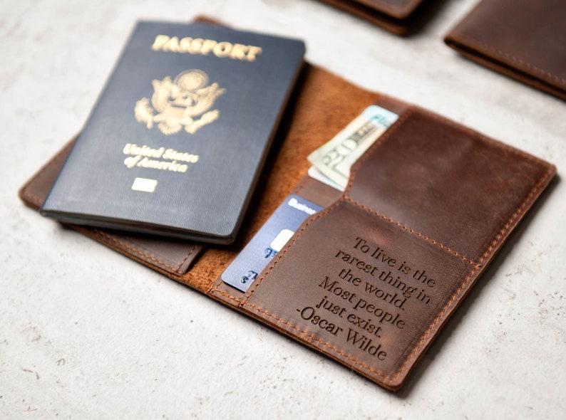 Personalized Leather Passport Cover Holder by Left Coast Original image 1