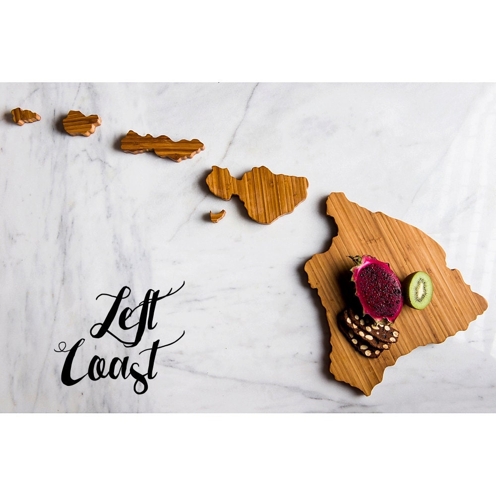 Top Seller Mother's Day Gift Personalized Hawaii State Shaped Cutting Board by Left Coast Original