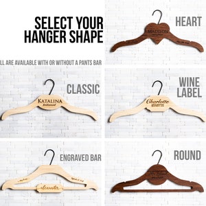 5 Shapes to Choose From Personalized Wooden Hanger The Woodwright Wedding Hanger by Left Coast Original image 5