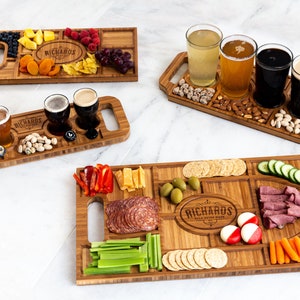 Personalized Charcuterie Planks and Beer Flights - 4 Styles and Gift Sets Available