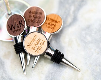 Personalized Circle Metal Wine Bottle Stoppers by Left Coast Original