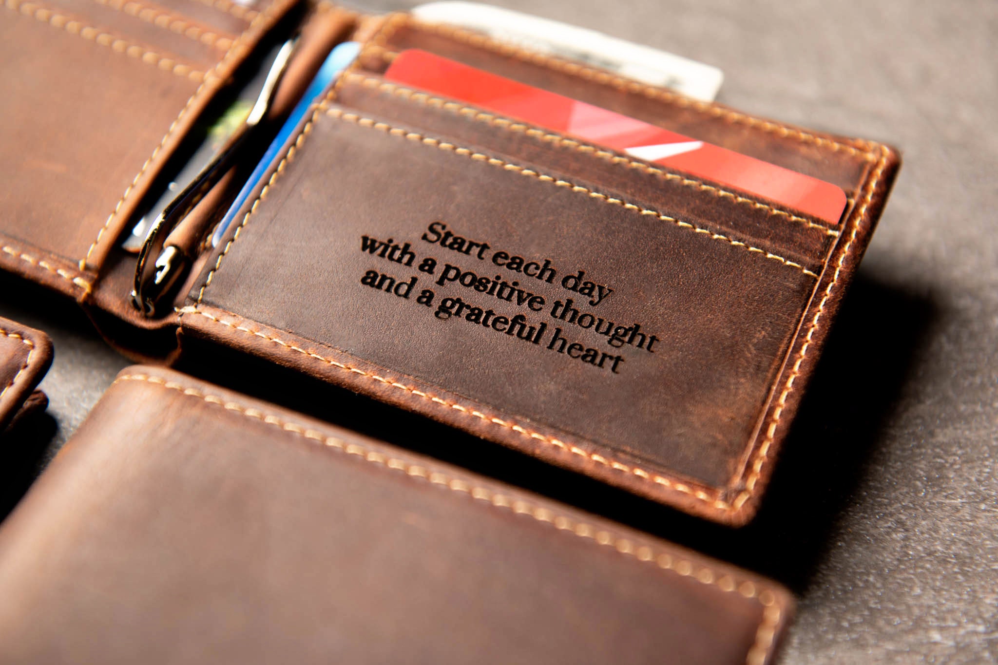 Slim Personalized Distressed Leather Wallet The Key Largo Wallet by Left Coast Original