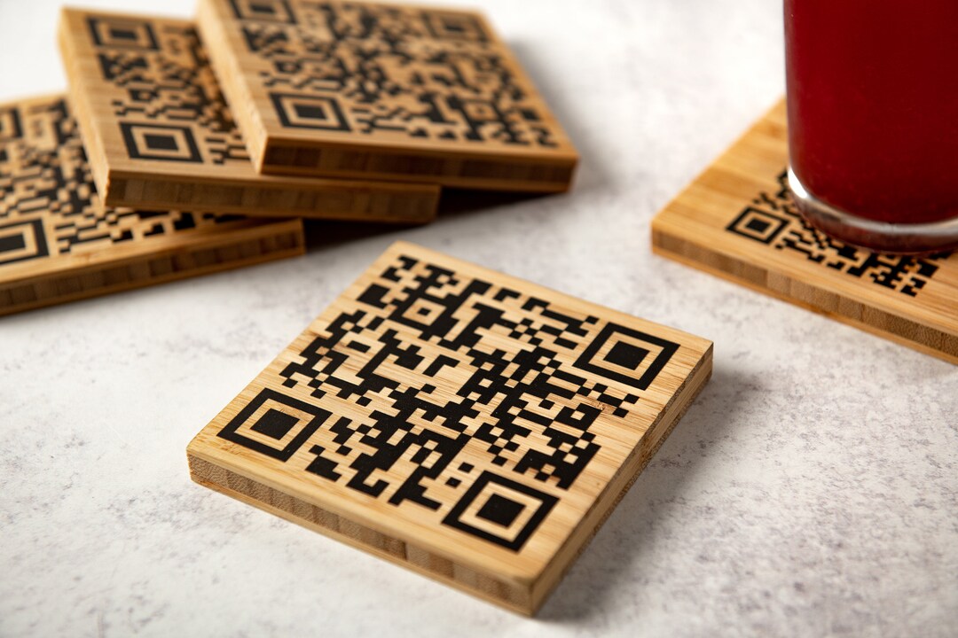 QR Code Wood Coasters Etsy