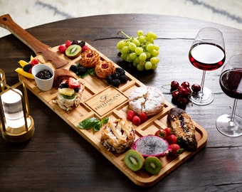 Personalized Tapas Board Serving Tray for Appetizers and Charcuterie with Handle by Left Coast Original