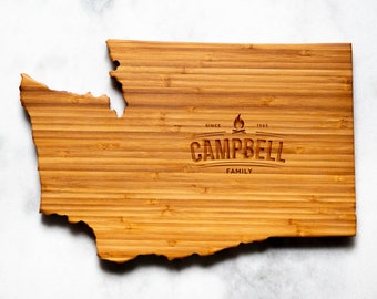 Personalized Washington State Shaped Cutting Board | 16 Options