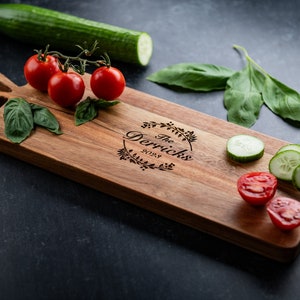 Personalized Acacia Handle Cutting Board - Serving Tray Charcuterie