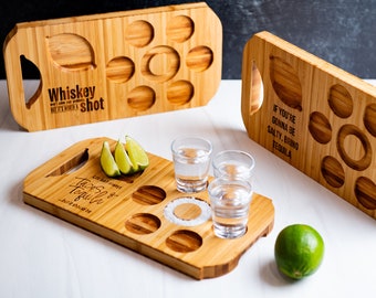 Personalized Round O' Shots Board - Custom Engraving