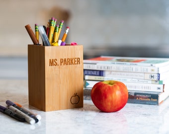 Personalized Pen & Pencil Holder by Left Coast Original | Teacher Appreciation Gift