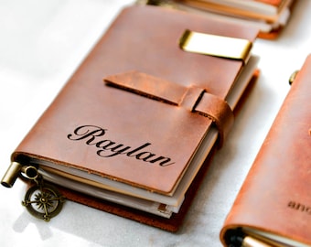 Personalized Distressed Leather Journal by Left Coast Original