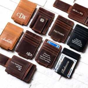 Photo Leather Money Clip Magnetic Closure With Optional Monogram, Name, or Message image 3