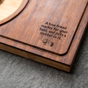 Funny Engraved Custom Barkeep Board - Real Wood With 45 Design/Phrase Options