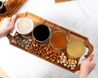 Personalized Beer Flight Tray with Optional Beer Glasses