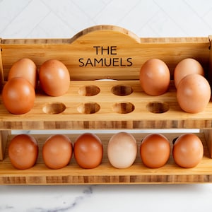 Personalized Egg Bed Tray - Stackable Shelf Display Holder for Kitchen - Farm Fresh Storage - Decor Stand