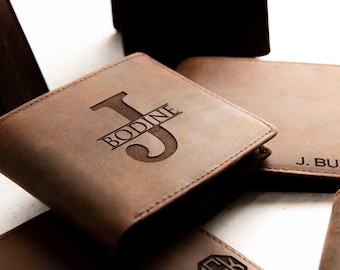 Personalized Leather Trifold Wallet RFID Blocking - The Clearwater