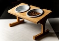 Personalized Wood Pet Bowl Stands by Left Coast Original