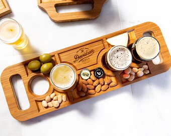 Personalized Beer Flights and Charcuterie Planks - 4 Styles and Gift Sets Available