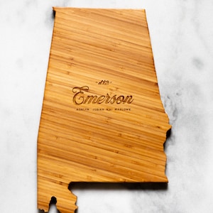 Personalized Alabama State Shaped Cutting Board | 16 Options