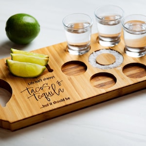 Personalized Round O' Shots Board - Custom Engraving