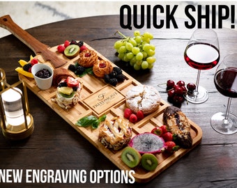 Personalized Tapas Board Serving Tray for Appetizers and Charcuterie with Handle by Left Coast Original