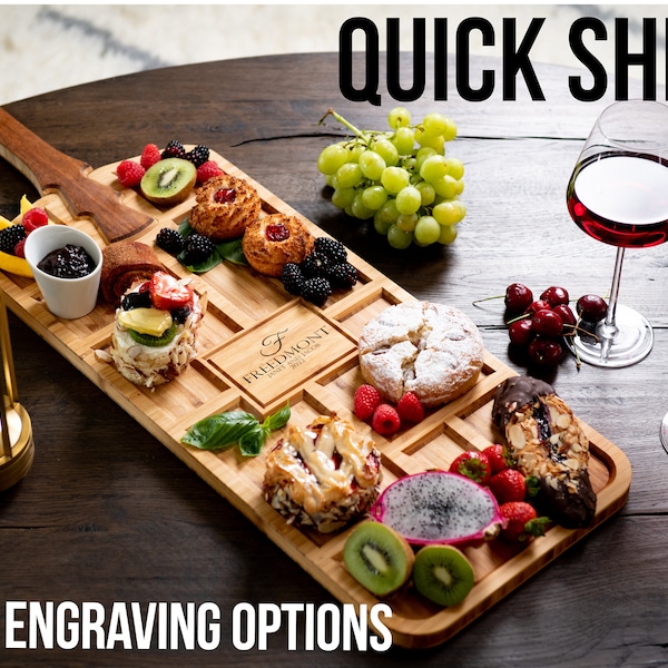 Personalized Tapas Board Serving Tray for Appetizers and Charcuterie with Handle by Left Coast Original