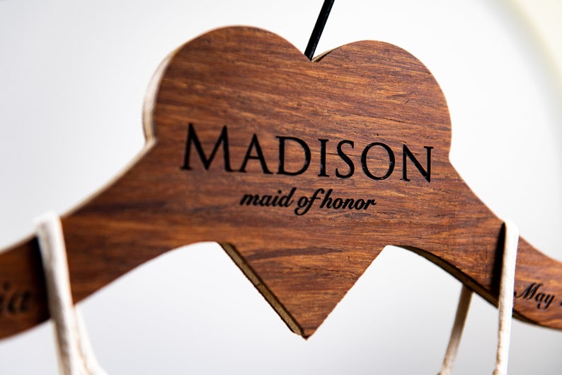 5 Shapes to Choose From Personalized Wooden Hanger The Woodwright Wedding Hanger by Left Coast Original image 1