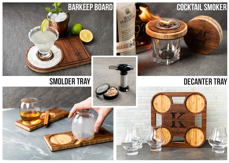 Personalized Cocktail and Decanter Trays/Boards 4 Styles and Gift Styles image 3